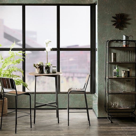 Gun Metal Finish Round Bar Table / Fits Well in Kitchen Spaces