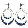 thumbnail image 1 of Gun Metal-Tone Drop Dangle Two Layered Hoop Earrings TME858B, 1 of 1