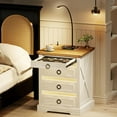 Gun Night Stand with Charging Station & Reading Light Farmhouse Bedside Table with Human Sensor