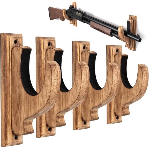 Gun Rack Wall Mount, Real Wood Shotgun & Rifle Wall Mount Holder Display for Sword Bow Firearm, Vintage Gun Holder Hangers for Gun Safe As Gifts for Men