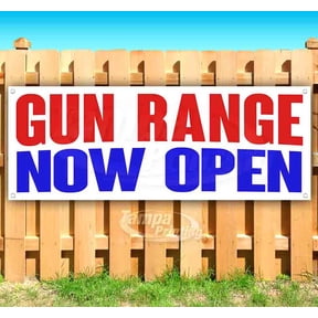 Gun Range Now Open 13 oz Vinyl Banner With Metal Grommets