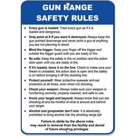 Gun Range Safety Rules Every Gun is Loaded Security Sign Aluminum Metal Sign