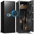 thumbnail image 1 of Gun Safe, 10-12 Gun Cabinet with Removable Shelf, Large Long Gun Safe for Rifles and Pistols with Digital Backlit Keypad, Quick Access Big Gun Locker with Dual Alarm,  Safes for Home, 1 of 6