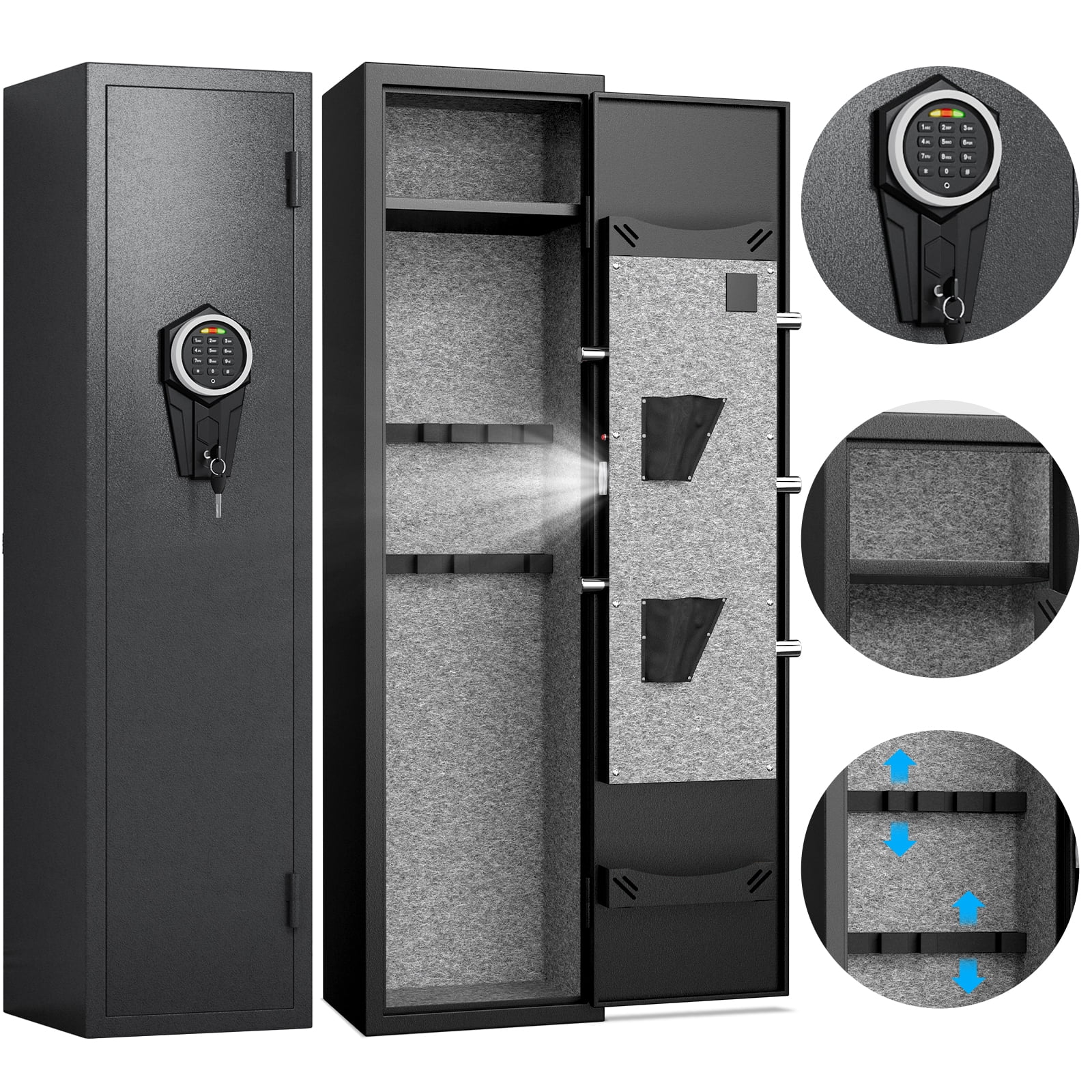 Gun Locker 5-6 Gun Safe With Electronic Lock - Quick Access Rifle ...