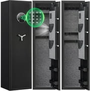 Gun Safe, 4-5 Long Gun Safes, Quick Access Digital Gun Storage Cabinets for Shotguns with LED Light & Removable Shelf, Shotgun Safe with Dual Alarm & Mute Mode