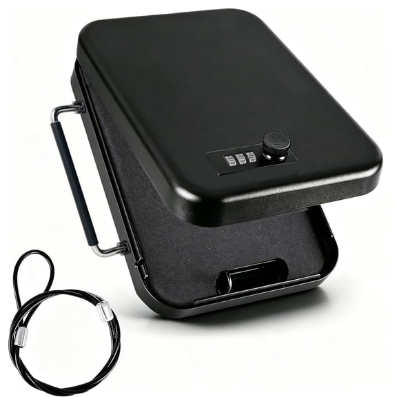 Gun Safe,BlackSmith Gun Safe for Pistols with Handle and 3 Digits Combination Lock,Portable Travel Pistol Safe for Car, Home,Travel
