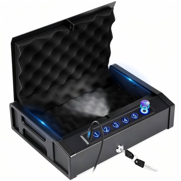 Gun Safe,Blacksmith Biometric Pistol Safe Gun Locker Box for 2 Pistols with Fingerprint,Password and Key Quick Unlock,Black