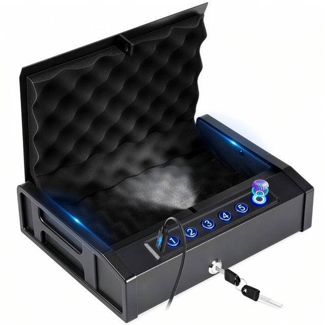 Gun Safe,Blacksmith Biometric Pistol Safe Gun Locker Box for 2 Pistols ...