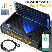 Gun Safe,Blacksmith Extra Large Biometric Pistol Safe Gun Locker Box with APP Control and Fingerprint 5-Quick Access Unlock, Gun Case Handgun Safe for 2-3 Pistols,Black