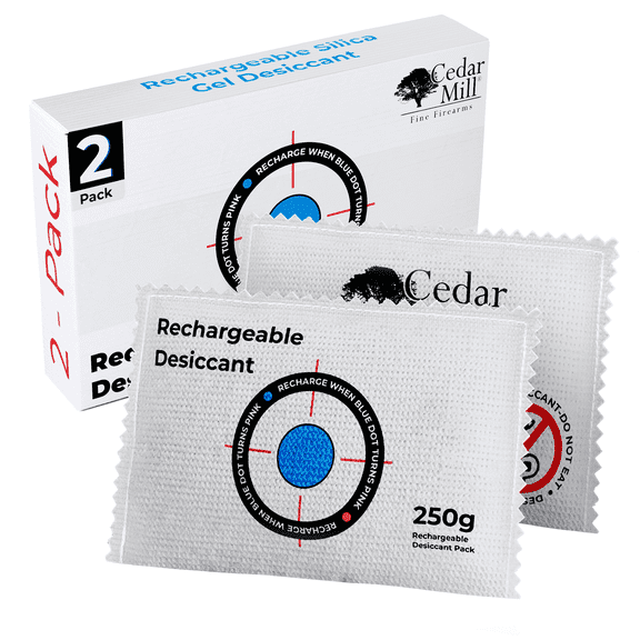Rechargeable Gun Dehumidifier (250g, 2-Pack) - Compact Silica Gel Moisture Absorber