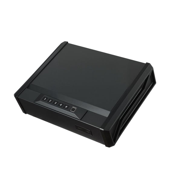 Gun Safe, Fingerprint Gun Box with Key & Password - Heavy Duty Firearm Safe for 2 Guns & Magazines - Quick Access Safe for Nightstand, Bedside, Car