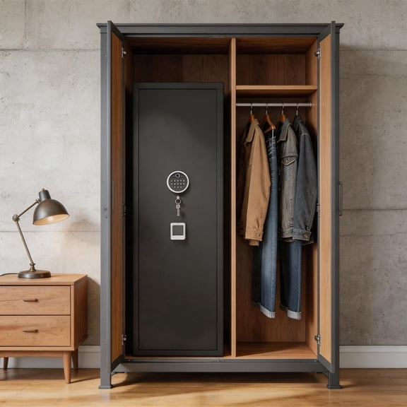 Gun Safe,Heat-Resistant Heavy Duty Gun Safes,Rifle Safe With Biometric Gun Safe,Large Safe No Assembly Required, Security Safe for Home with Adjustable Shelves,Black (13.711.8157.09 inch)