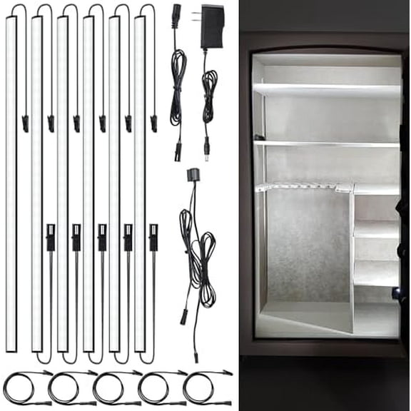 Gun Safe Light Kit - Door Activated Safe Lights, 6 PCS x 12 Inch Slim LED Light Bars for Inside Cabinets, Closets, Pantries, Cold White 6000K$$Tools & Hardware Other