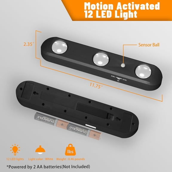 Gun Safe Lights, Motion Activated LED Light for Gun Safe Cabinet, Ultra Bright Rotatable Lens, Battery Powered (Black 3 Pack)