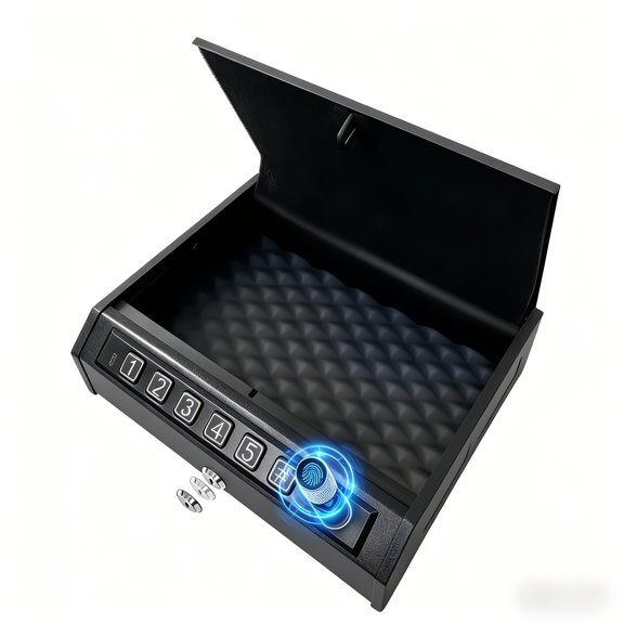 Gun Safe For Pistols - Biometric Gun Safe For Handgun, Quick-Access Gun Lock With Fingerprint Identification Or Key Pad, Firearm Storage Home Bedside Nightstand Car