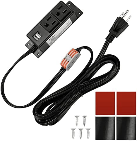 Gun Safe Power Outlet Strip with 2 USB Ports. 10 FT Flat AC Cable with Removable 3-Prong Plugs. Outlet Accessory for Gun Safe, Cabinets, Closet, Drawer. Black. Certified$$Tools & Hardware Other
