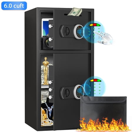 6.0 Cuft Double Door Large Safe Box with Depository Slot, Digital Security Cabinet with Dual Keypad & Alarm System, Alloy Steel Home Safe for Cash, Jewelry, Documents, Fireproof Bag Included