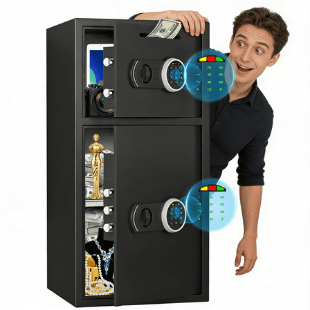 Riflewell Safe Box, Household Low-Carbon Steel Safe, Digital Home Safe With Deposit Slot And Fire-Resistant Waterproof Bag, Personal File Safe, Dual Alarm And Silent Mode