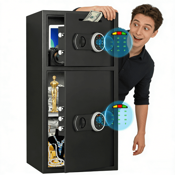 Riflewell Safe Box, Household Low-Carbon Steel Safe, Digital Home Safe With Deposit Slot And Fire-Resistant Waterproof Bag, Personal File Safe, Dual Alarm And Silent Mode