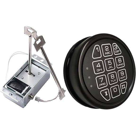 Gun Safe Replacement Black Keypad Gun Safe Lock, Solenoid Mechanism 2 Override Keys