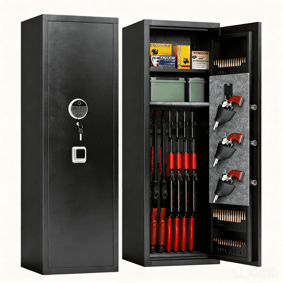 Gun Safe,Rifle Safe With Biometric Gun Safe,Heat-Resistant Heavy Duty Gun Safes,Large Safe No Assembly Required, Security Safe for Home with Adjustable Shelves,Black (13.7811.8151.97 inch)