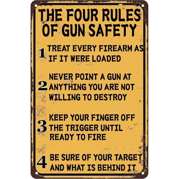 Gun Safety Rules Sign \u2013 8x12 Inch RustFree Aluminum,Reflective & Weatherproof,Firearm Safety Tips for Shooting Range,Home or Business Security Warning