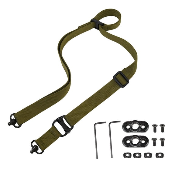 Gun Sling, ZzCityTK Quick Adjust Rifle Sling, Heavy-Duty Nylon Two Point Shooting Strap with Swivel Ring for Hunting Outdoor Training, Army Green