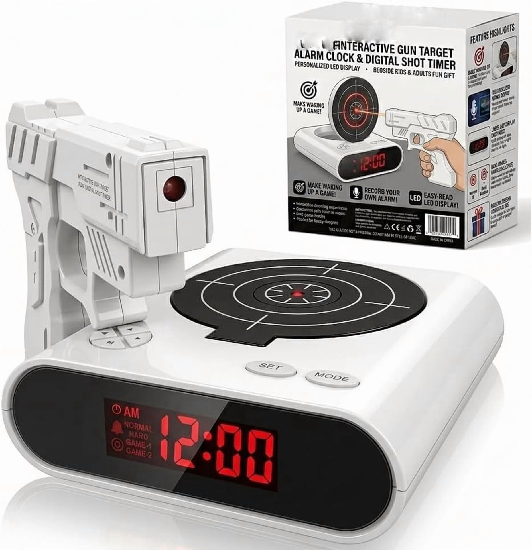 Gun Alarm Clock with Target Shooting Game, Interactive Shot Timer Alarm ...