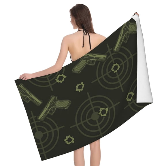 Gun Target Vintage Beach Bath Towel Gym Spa Shower Towels Pool Soft 32" X 52" for Men Women