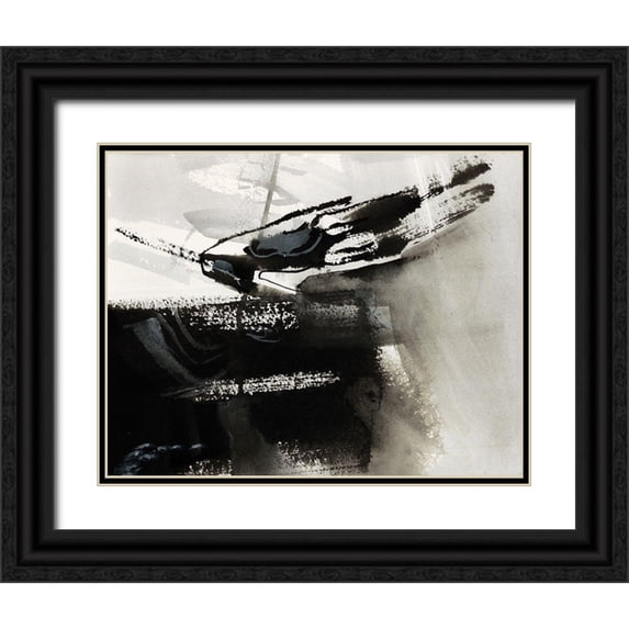 Guna Bianka 14x12 Black Ornate Wood Framed with Double Matting Museum Art Print Titled - Midnight Abstract IV