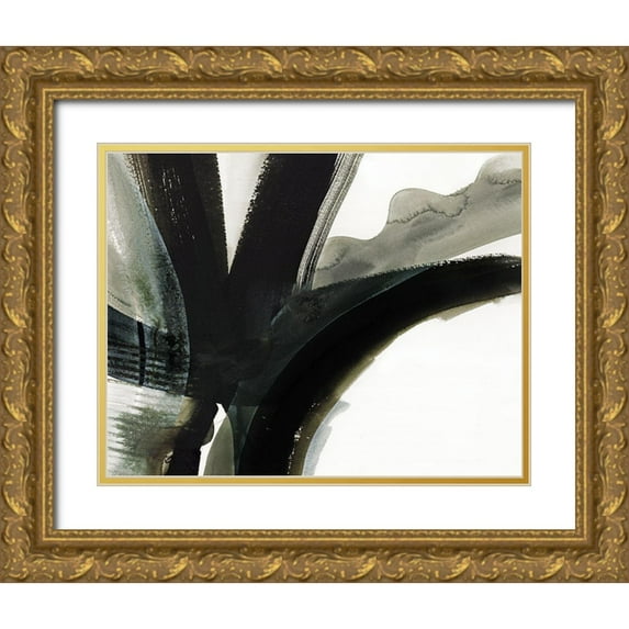 Guna Bianka 24x20 Gold Ornate Wood Framed with Double Matting Museum Art Print Titled - Midnight Abstract III