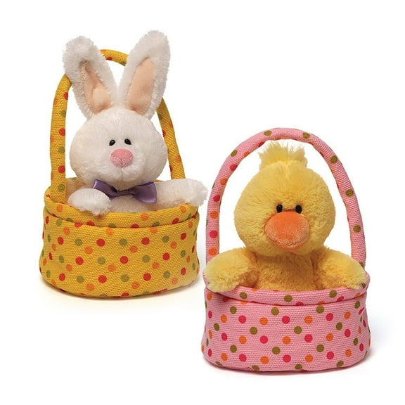 Gund Jelly Beaners Double Easter Basket Gift Set, 8" Bunny and Duck