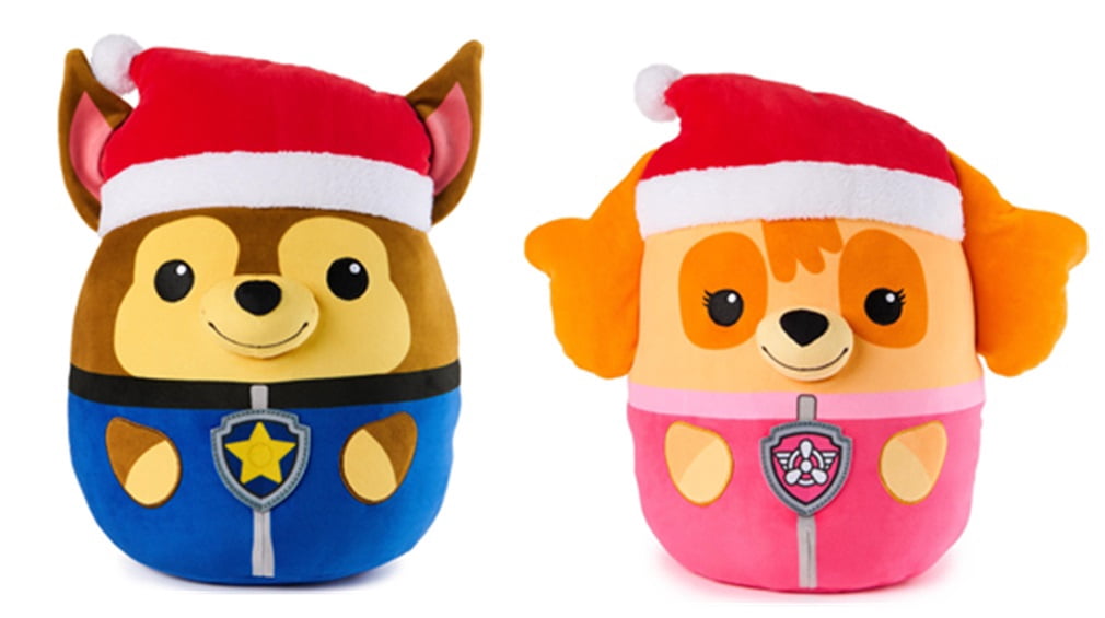 Gund Paw Patrol Winter Holiday Squisheen Plush Bundle, Chase and Skye Licensed