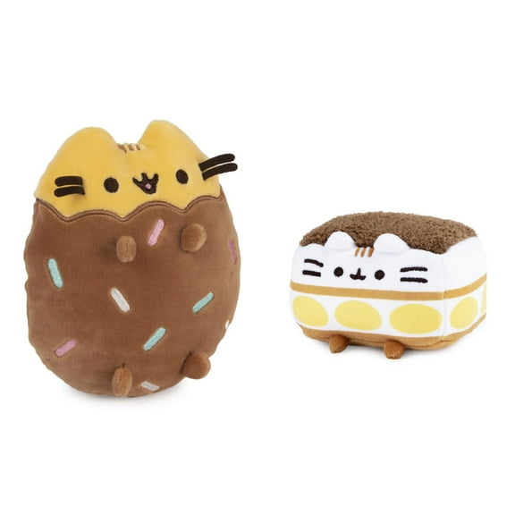Gund Pusheen Dessert 2 Piece Plush Bundle, Chocolate Dipped Cookie And Tiramisu