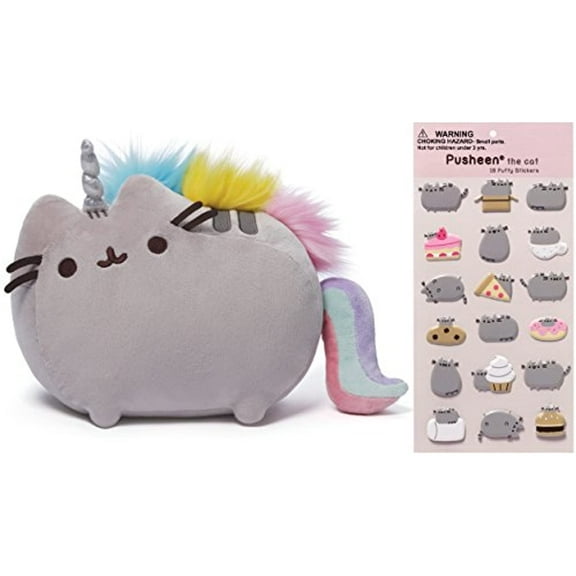 Gund Pusheenicorn 13" Stuffed Toy Plush with Puffy Pusheen Sticker Pack