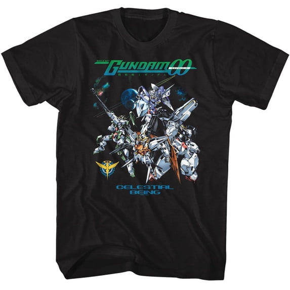 Gundam Celestial Being In Space Black Adult T-Shirt 5Xl