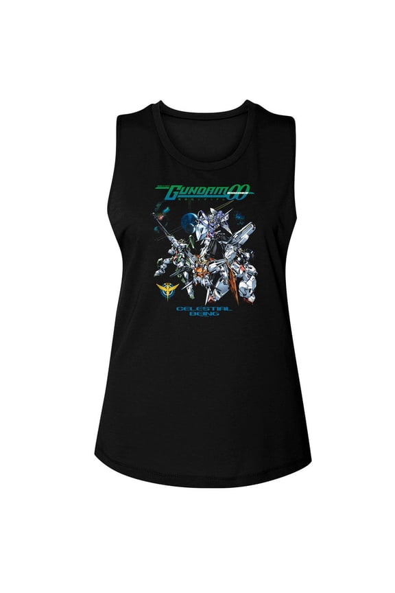 Gundam Celestial Being In Space Black Women's Muscle Tank T-Shirt M