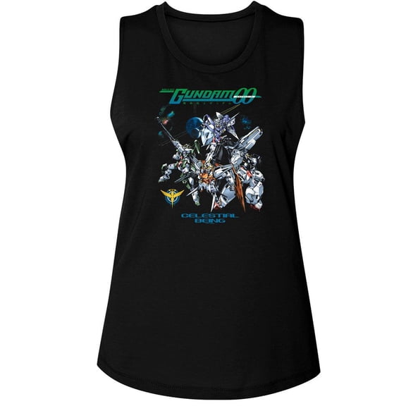 Gundam Celestial Being In Space Black Women's Muscle Tank T-Shirt S