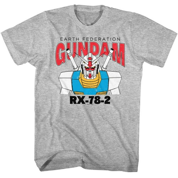 Gundam Earth Federation RX-78-2 Men's Gray T Shirt Japanese Anime