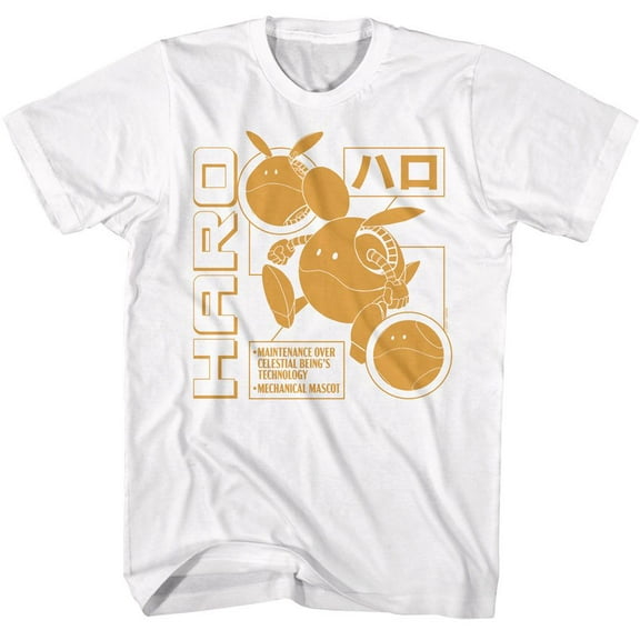 Gundam Haro Monochrome White Adult T-Shirt