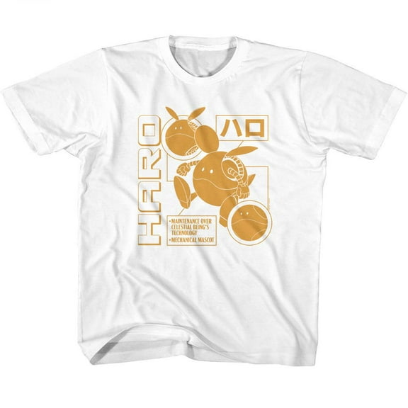 Gundam Haro Monochrome White Youth T-Shirt Xs (5-6)