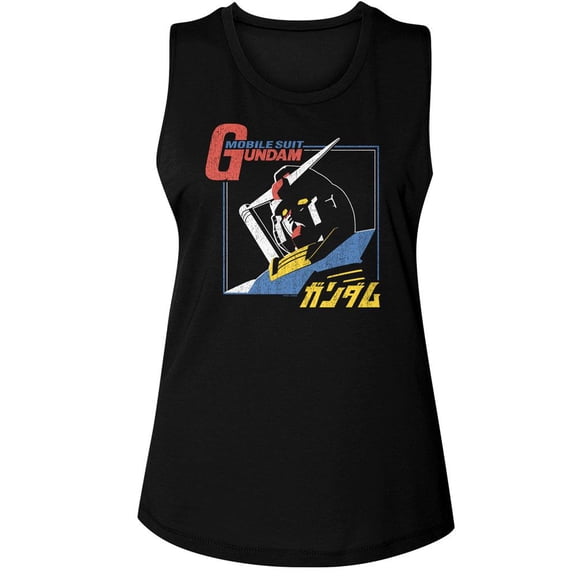 Gundam Mobile Suit Gundam Bold Black Women's Muscle Tank T-Shirt S