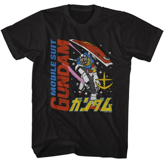 Gundam Ms Gundam And Mecha Black Adult T-Shirt Xlt
