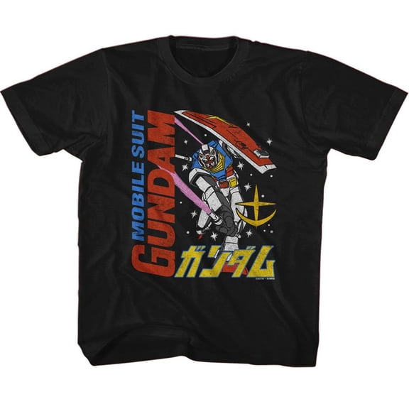 Gundam Ms Gundam And Mecha Black Youth T-Shirt Xl (18-20)