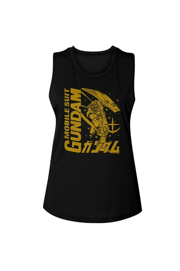 Gundam Msg Logo Mecha Mono Black Women's Muscle Tank T-Shirt S