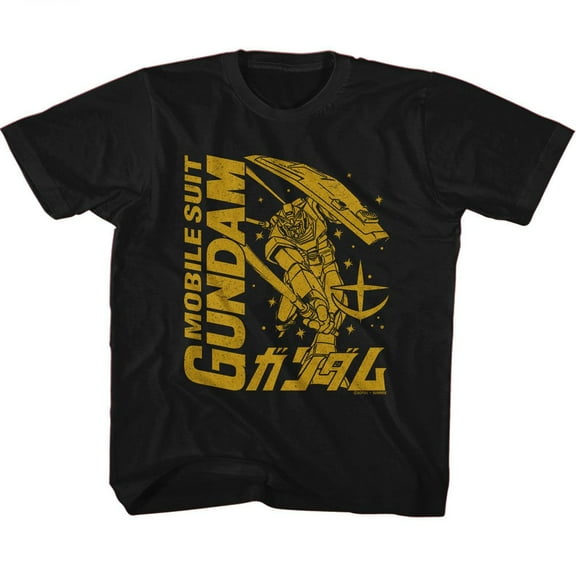 Gundam Msg Logo Mecha Mono Black Youth T-Shirt Xs (5-6)