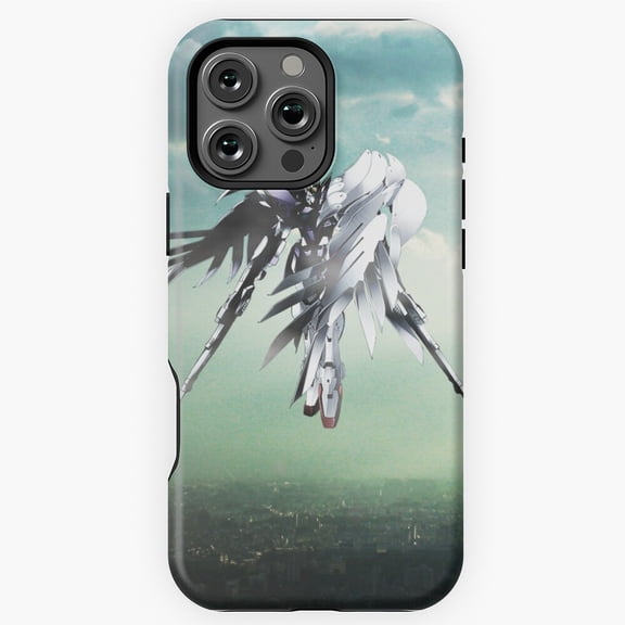 Gundam Wing Above The City Anime Phone Case for iPhone 16 15 14 13 12 11 Pro Max