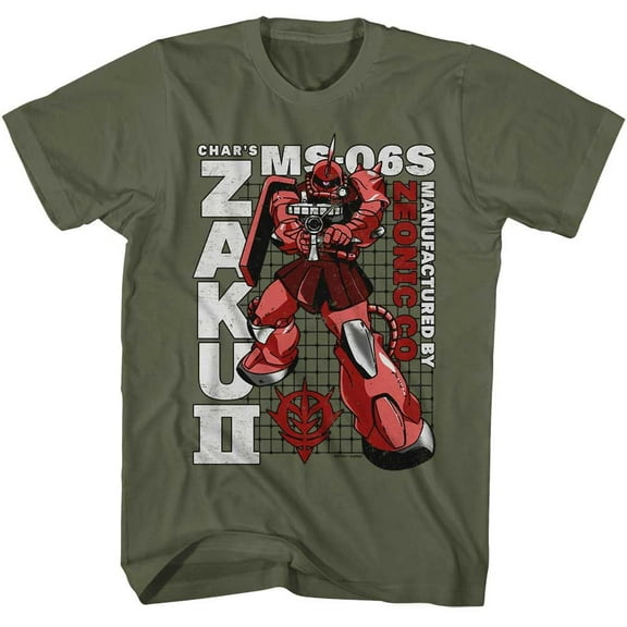 Gundam Zaku Ii Sheet Military Green Adult T-Shirt Xl