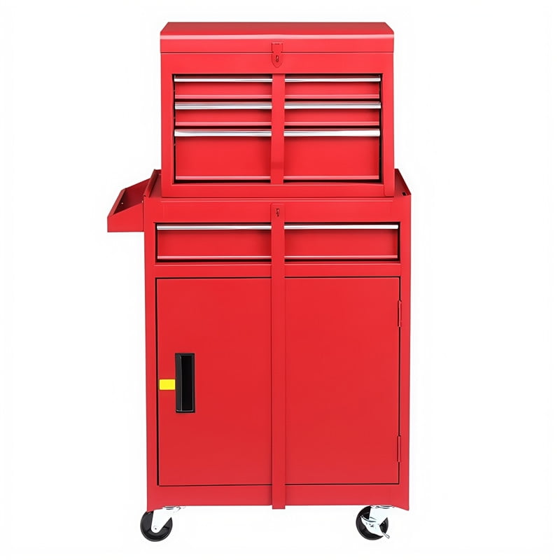 Gundir 4-Drawer Rolling Tool Chest, Metal Tool Box with Wheels & Lock, Sliding Drawers for Garage Workshop, Red