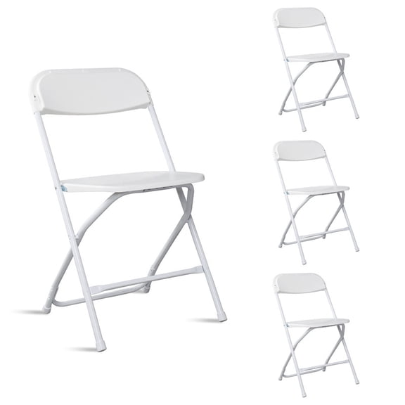 Gundir 4-Pack Heavy Duty Plastic Folding Chairs White, 350 lbs Capacity Stackable Commercial Grade Portable Seating for Indoor Outdoor Parties Weddings Events
